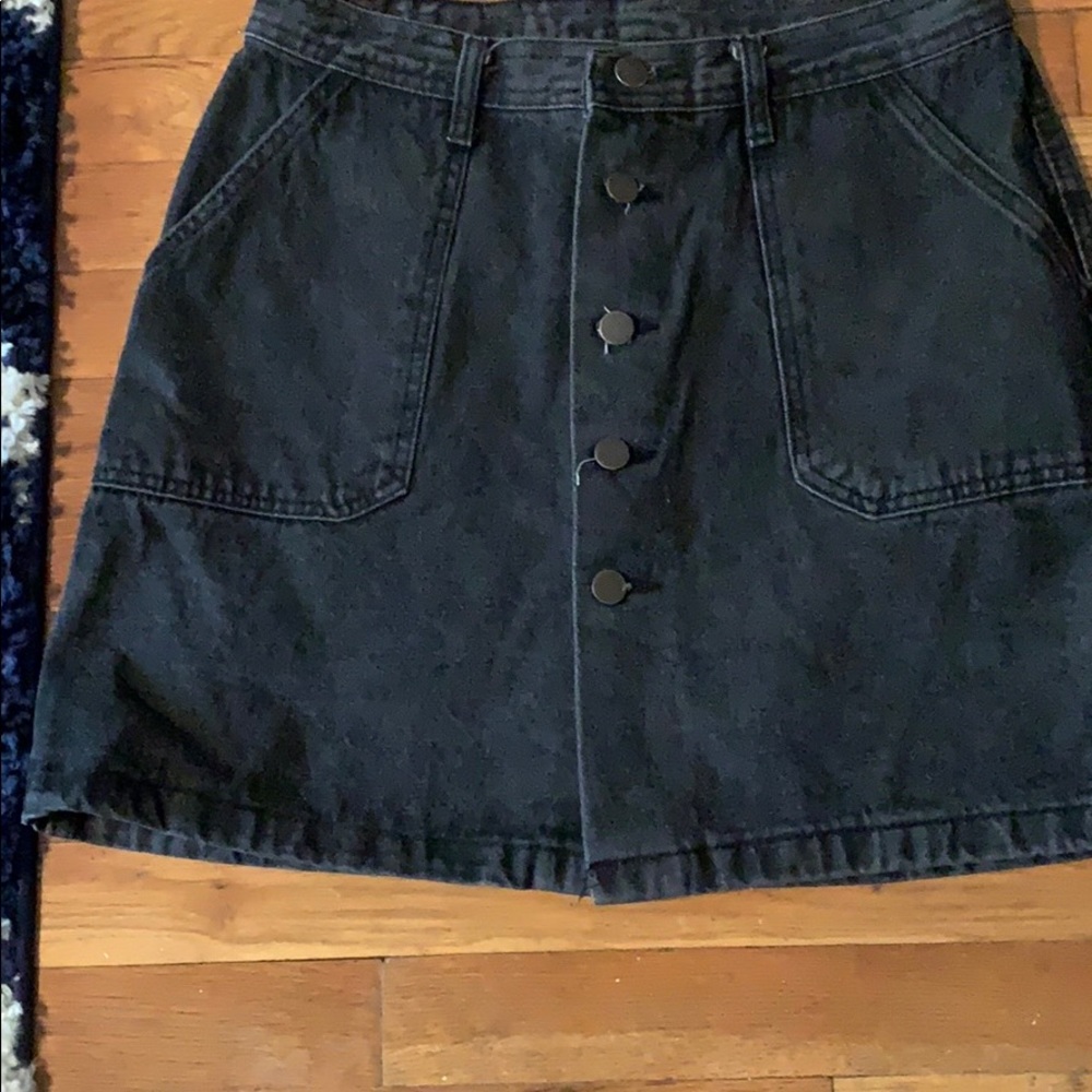 Black denim skirt